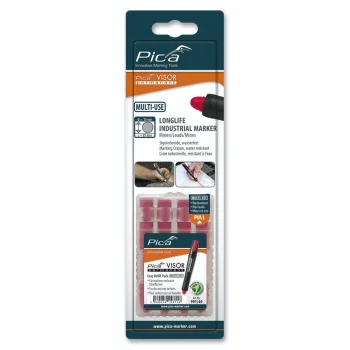 Pica VISOR Permanent Replacement Refills, Red, 10 x 85 mm