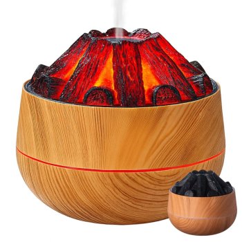 Ultrasonic Air Humidifier with LED Flame Effect, USB Diffuser for Home Office