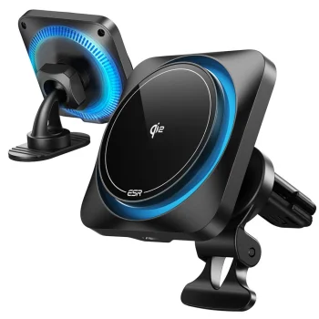 ESR Halolock CryoBoost MagSafe Car Holder with Qi2 15W Charger Black