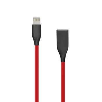 Extra Digital Silicone USB to Lightning Cable, 1m, Red