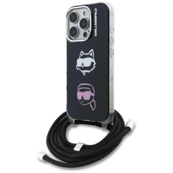 Karl Lagerfeld IML Crossbody Karl&Choupette Case for iPhone 16 Pro Max - Black