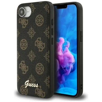 Guess Peony Script Logo MagSafe Case for iPhone 16e Black
