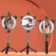LED Selfie Ring Desktop Light Flash Tripod with Phone Holder and Bluetooth Remote Control (P40D-3), Black