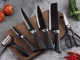 6-Piece Kitchen Knife Set with Scissors and Peeler, Stainless Steel, Black