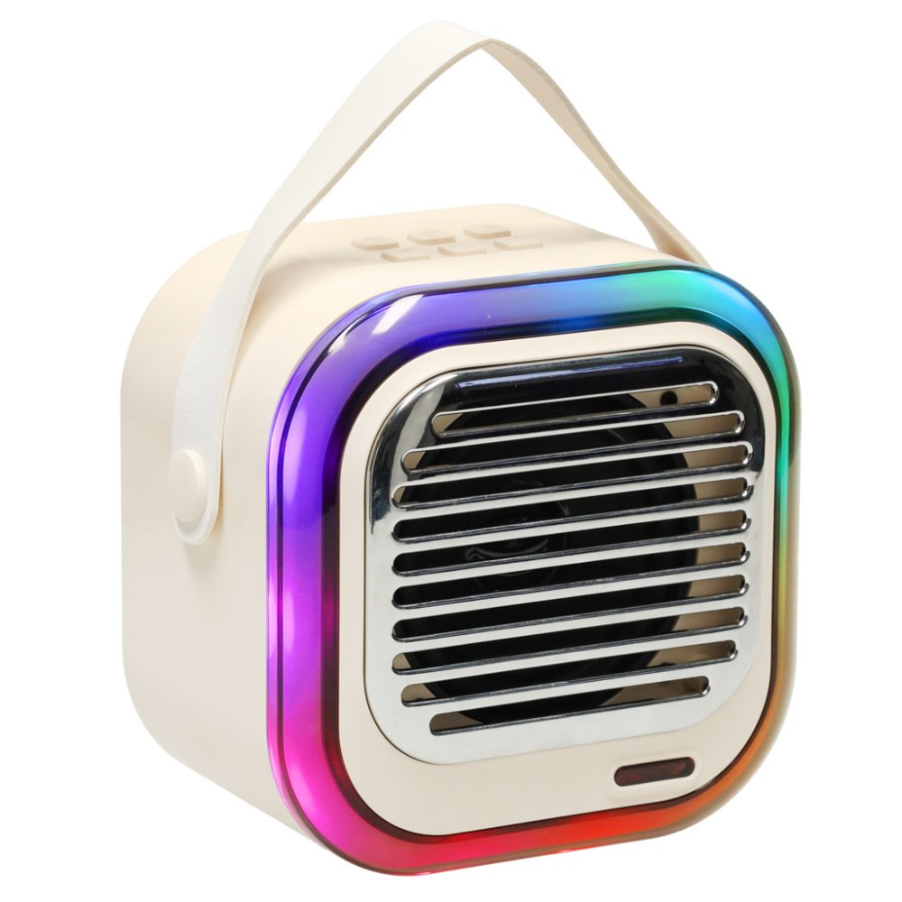 Karaoke Machine with Bluetooth Speaker and 2 Microphones, USB LED 10W, Cream (1)