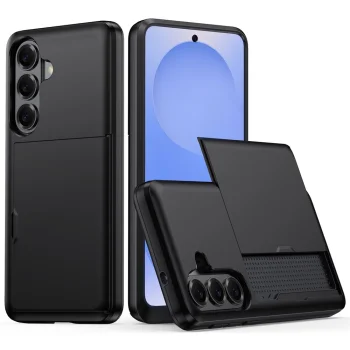 AMORUS Samsung Galaxy A37 5G Case with Sliding Card Holder, Black