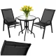 Outdoor Balcony Furniture Set Gardlov Table and 2 Chairs, Black