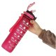 Motivational Water Bottle with Time Marker Reminder Tracker Leak-proof BPA Free, 1L, Pink