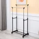 Adjustable Double Clothing Rack on Wheels with Shoe Shelf ModernHome