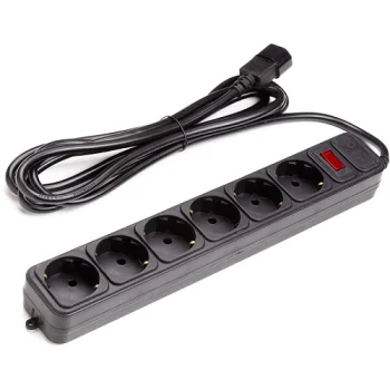 UPS-Rated Extension Cord 3m, 6 Sockets, with Switch, Black