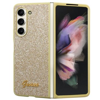 Guess Samsung Galaxy Z Fold 5 Case Glitter Script, Gold
