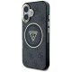 Guess IML Metal Glitter 4G Circle Triangle MagSafe Case for iPhone 16, Black