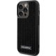Karl Lagerfeld iPhone 15 Pro Case Rhinestone Logo Metal Plate, Black
