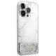 Guess iPhone 14 Pro Case Liquid Glitter Marble, White