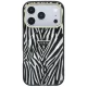 Guess IML Zebra Glitter Triangle Logo MagSafe Case for iPhone 17 / 18 Pro Max - Silver