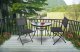 Half Round Glass Top Balcony Table for Patio and Outdoor Use, black