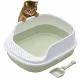 Open Cat Litter Box with Rim and Scoop, 48x38x19 cm, Green