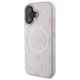 Guess Saffiano Peony Classic Logo MagSafe Case for iPhone 16, Pink