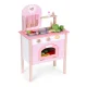 Children’s play kitchen with 8 wooden accessories, oven and sink, pink, ECOTOYS