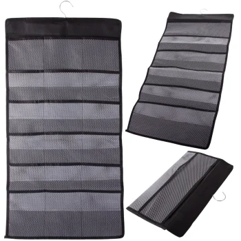 Double-Sided Hanging Underwear Organizer for Wardrobe, 24 Pockets