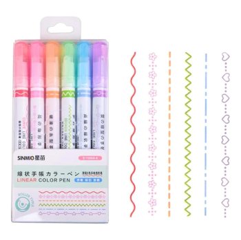 Pattern Marker Pens for Journaling and Crafts, Set of 6