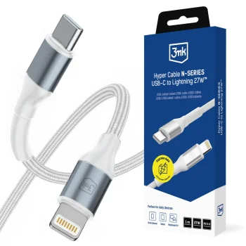 3mk Hyper Cable N-SERIES USB-C to Lightning Cable 1m 27W, White