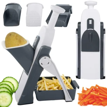Manual Vegetable Slicer and Mandoline with Container and Peeler