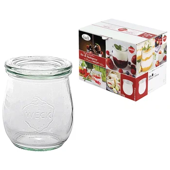 Weck Tulip Jar 220ml Glass Jars with Glass Lids, Set of 12
