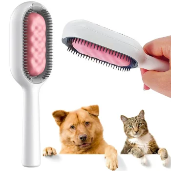 Silicone 3-in-1 Brush for Dog and Cat Grooming and Washing, Pink