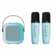 Karaoke Machine with Bluetooth Speaker and 2 Wireless Microphones for Kids and Adults, blue