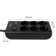 Huslog Flat Power Strip with 6 Sockets and 4 USB Ports, Black