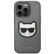 Apple iPhone 14 Pro Max 6.7\" Karl Lagerfeld Saffiano Choupette Head Patch Case Cover (KLHCP14XSAPCHG), Silver