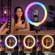 LED RGB Ring Light with Phone Holder and USB Power (34 cm)
