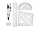 7-Piece Geometry Math Set with Compass Ruler and Protractor, Clear