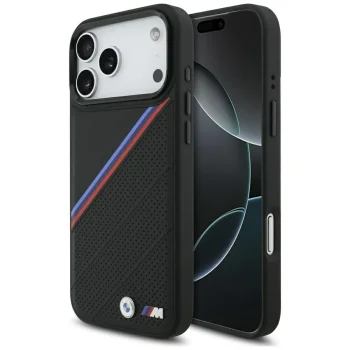 BMW iPhone 17 Pro Max Case M Tricolor Metal Logo MagSafe, Black