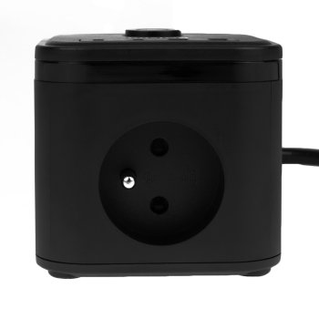 Power Strip Cube Huslog with 3 Outlets and 4 USB Ports with USB-C, Black