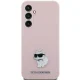 Karl Lagerfeld Samsung Galaxy S23 FE Case Silicone Choupette Metal Pin, Pink