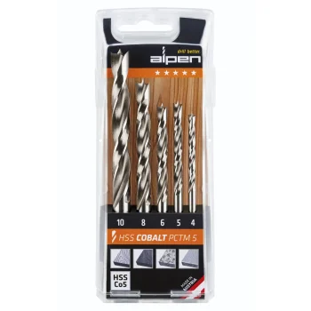Alpen HSS-Cobalt PCTM Wood Twist Drill Bit Set, 4–10 mm, 5 pcs.