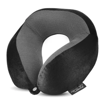 4FIZJO Memory Foam Neck Pillow for Travel Ergonomic U-Shaped Support, black