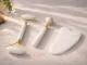 Jade Face Massager Set 3-in-1 Roller and Gua Sha Stone, White