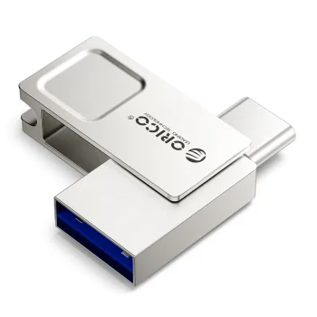 Orico U301 128GB USB-A USB-C USB 3.2 Gen 1 Flash Drive - Silver