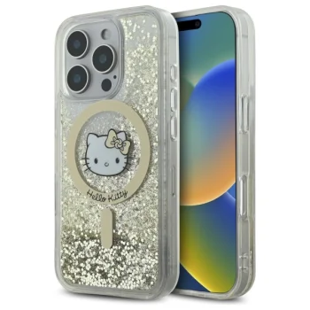 Hello Kitty iPhone 16 Pro Max Case Liquid Glitter Fever MagSafe, Gold