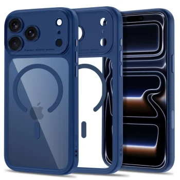 Tech-Protect MagPeak MagSafe CC Case for iPhone 18 Pro Max / 17 Pro Max - Clear Navy Blue
