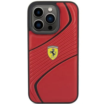 Ferrari iPhone 15 Pro Case Twist Metal Logo, Red