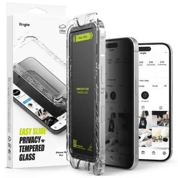 Ringke Easy Slide Privacy Glass for iPhone 16 Pro, 2-Pack