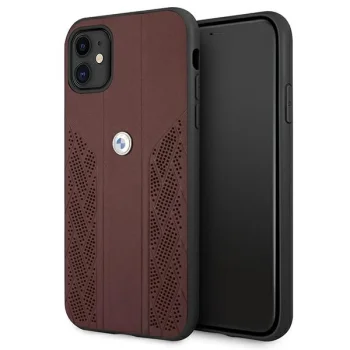 BMW iPhone 11 / XR Case Leather Curve Perforate, Red