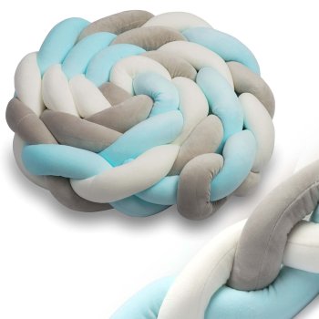 Ricokids Braided Cot Bumper 2m, Blue-Grey