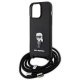 Karl Lagerfeld iPhone 15 Pro Max Case Crossbody Saffiano Monogram, Black