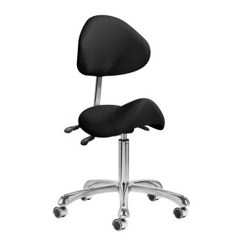 Giovanni 1004 Saddle Cosmetic Stool with Backrest Black