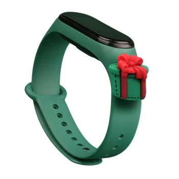 Christmas Strap for Xiaomi Mi Band 3 / 4 with Gift Motif, Dark Green